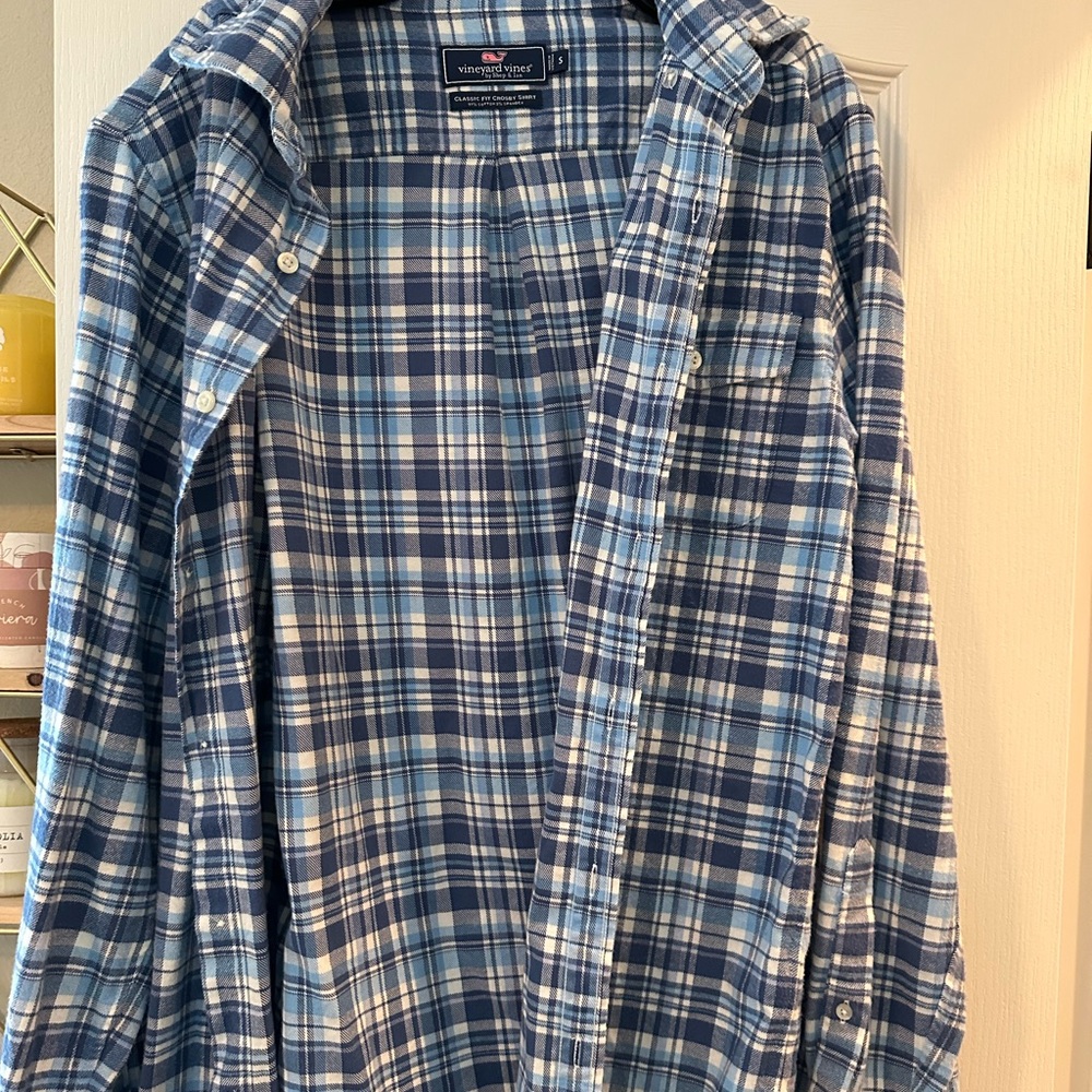 Vineyard Vines Navy and White Plaid Shirt